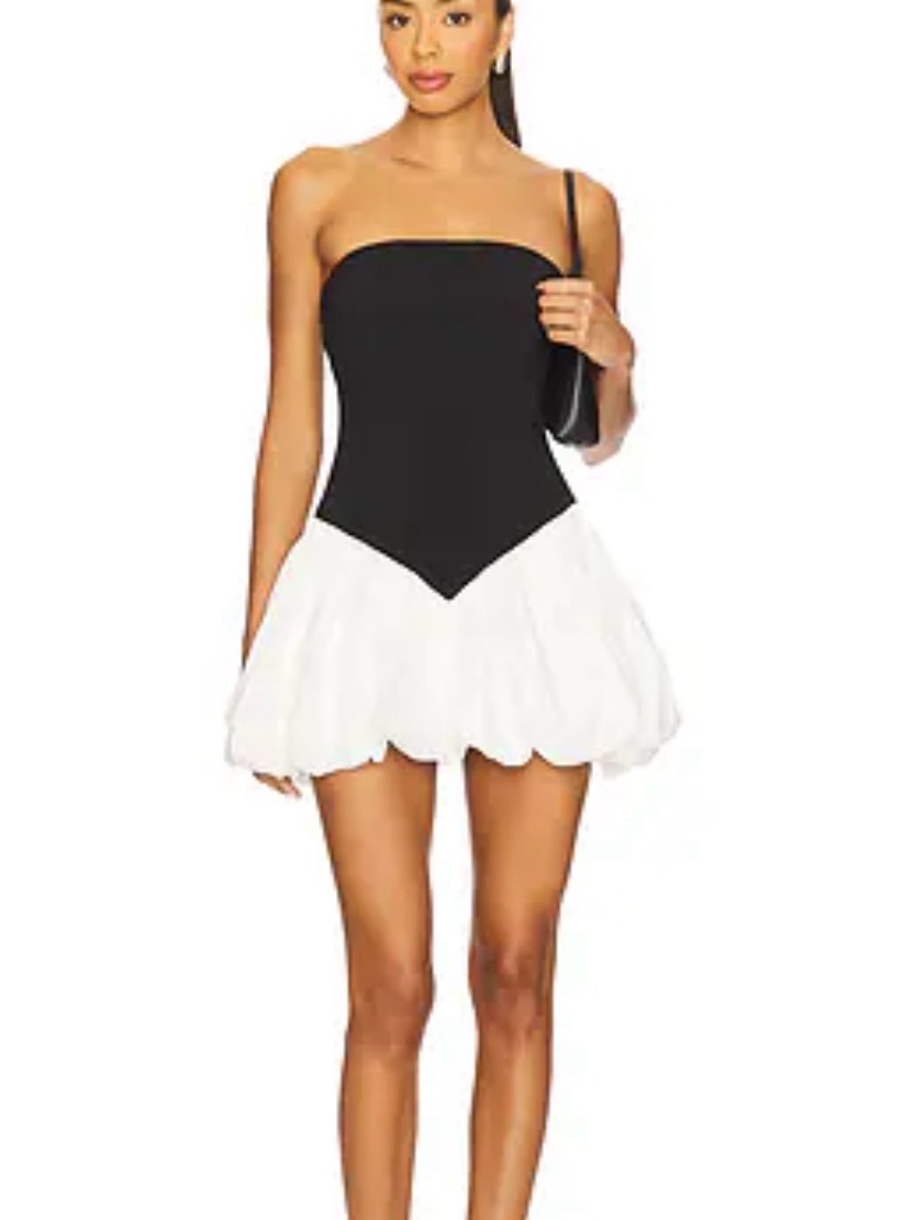 Bardot Vega Strapless Black & White Mini Dress